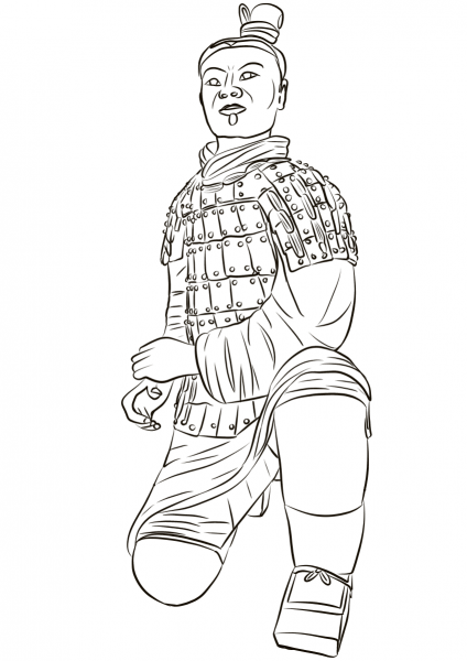 Terracotta Army Kneeling Archer coloring page image