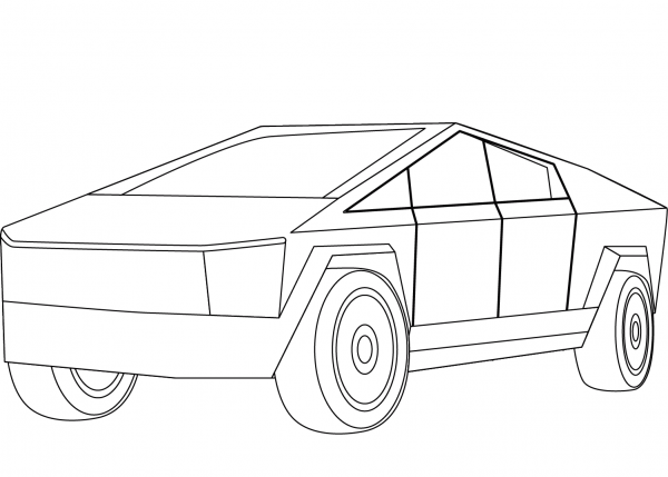 Tesla Cybertruck coloring page - ColouringPages
