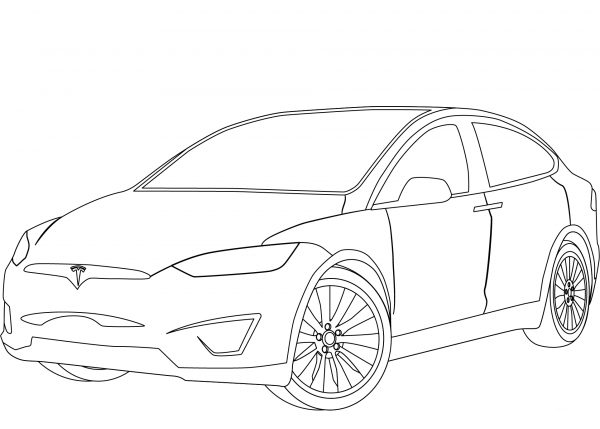 Tesla Model X coloring page image