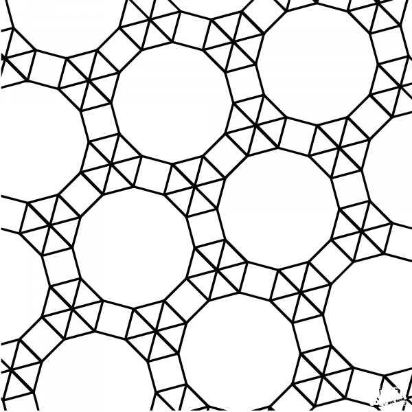 Tessellation with Dodecagon, Triangle and Square coloring page image
