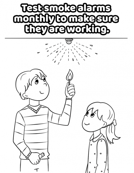 Test Smoke Alarms Monthly to Make Sure They are Working coloring page image