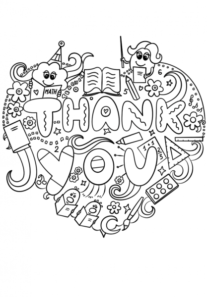 Thank You Teacher Doodle coloring page image