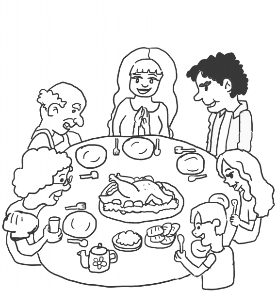 Thanksgiving Dinner coloring page image