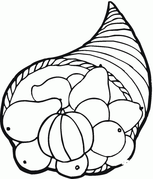 Thanksgiving Horn of Plenty  coloring page image