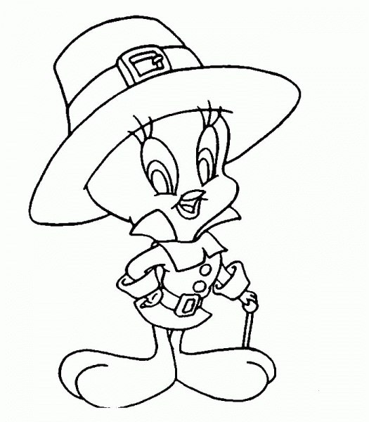 Thanksgiving Tweety coloring page image