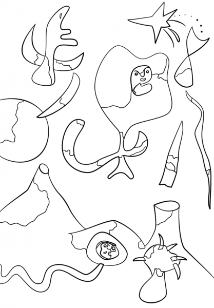 The Air by Joan Miro coloring page image