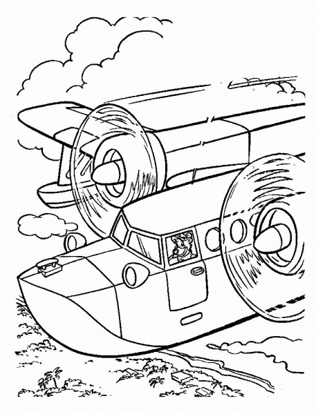 The Airplane of Baloo coloring page image