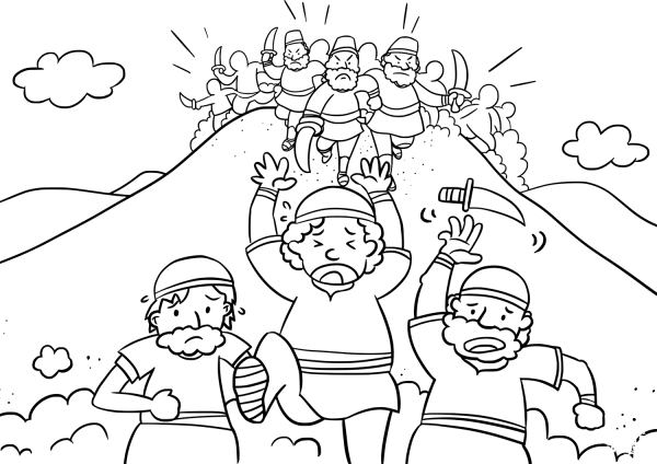 The Amalekites and the Canaanites Attack the Israelites coloring page image