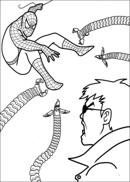 The Amazing spider-man and Doctor Octopus coloring page image