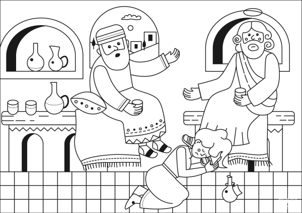 The Anointing in Bethany coloring page image