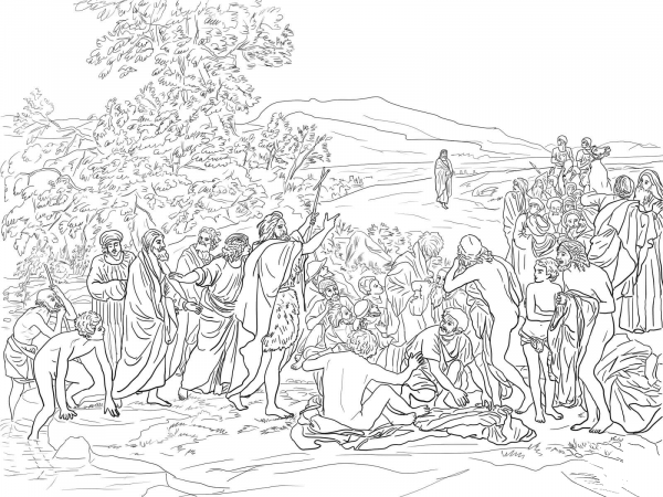 The Apparition of Christ to the People coloring page image