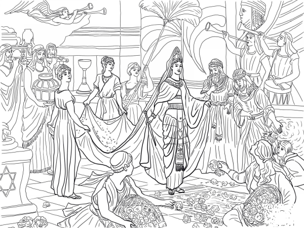 The Arrival of the Queen of Sheba coloring page image