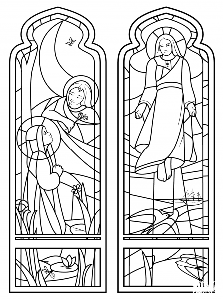 The Ascension Stained Glass coloring page image
