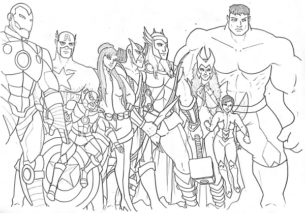 The Avengers coloring page image