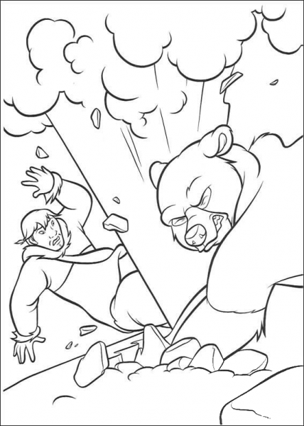 The Bear Is Figthing  coloring page image