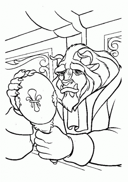 The Beast looking in the Mirror  coloring page image