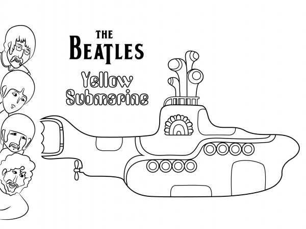 The Beatles Yellow Submarine cover art coloring page image
