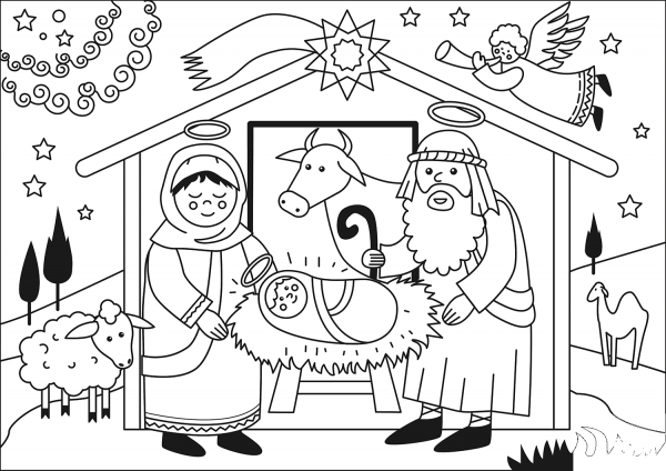 The Birth of Jesus coloring page image