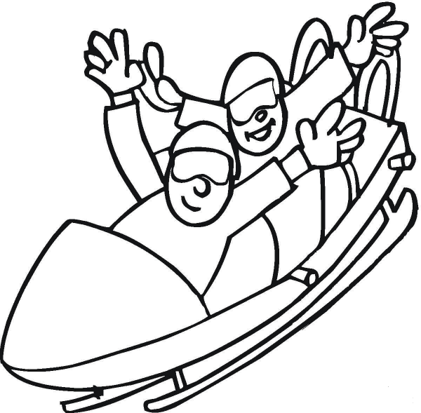 The bobsleighists are Having Fun  coloring page image