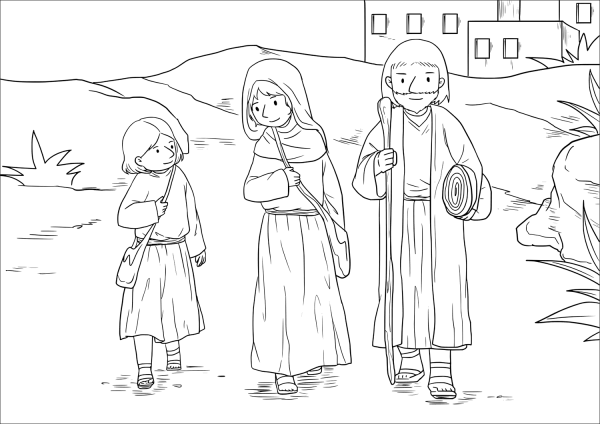 The Boy Jesus at the Temple (Luke 2:40-52) coloring page image