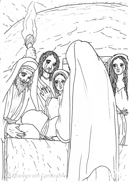 The Burial of Jesus coloring page image