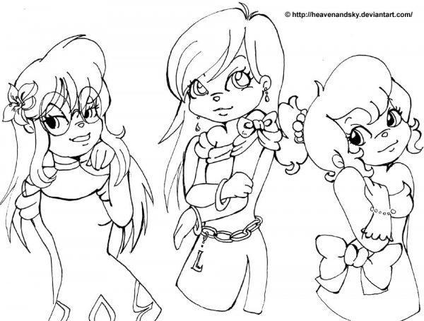 The Chipettes from Alvin and the Chipmunks coloring page - ColouringPages