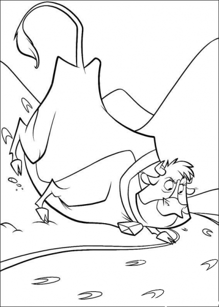 The Cow found a track coloring page image