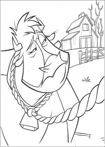 The Cow With Rope On His Neck  coloring page image
