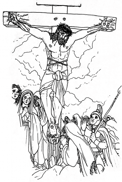 The Crucifixion of Christ coloring page image