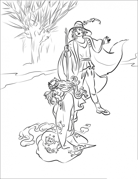 The Crying Princess and the Swineherd coloring page image