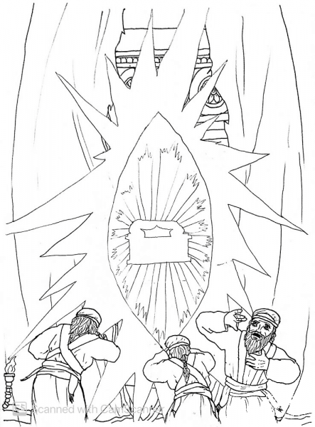 The Curtain Concealing the Holiest Place of the Temple in Jerusalem is Torn in Two coloring page image