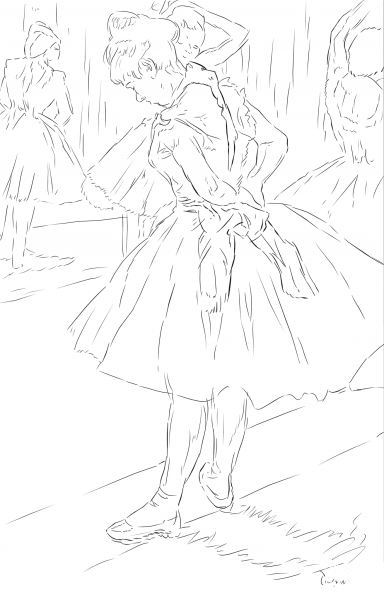 The Dance Studio by Edgar Degas coloring page image