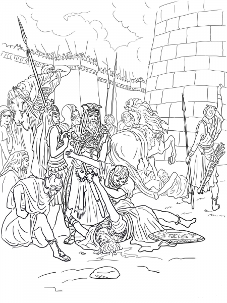 The Death of Abimelech coloring page image