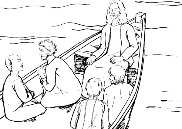 The Disciples are Terrified at the Power of Jesus coloring page image