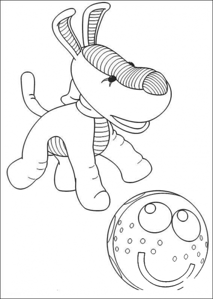 The Dog Is Playing With Ball  coloring page image