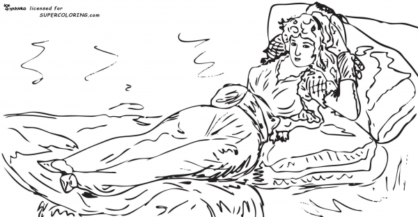 The Dressed Maja By Francisco De Goya  coloring page image