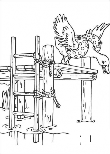 The Duck Want To Play In The Pool  coloring page image