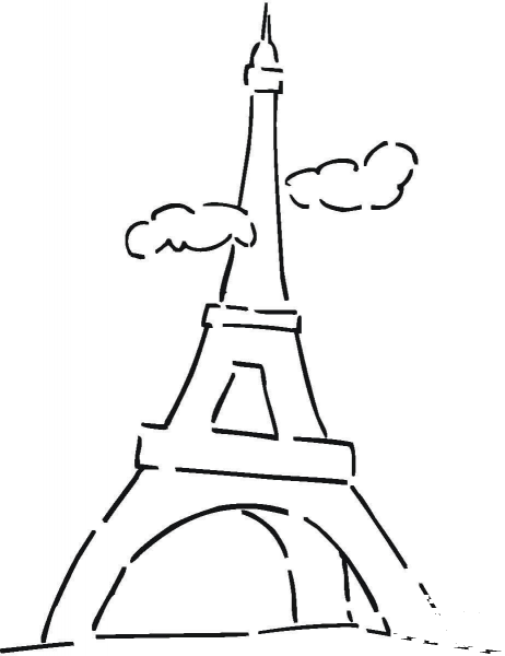 The Eiffel Tower In Clouds  coloring page image