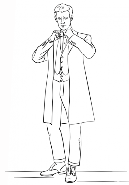 The Eleventh Doctor from Doctor Who coloring page image