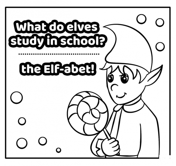The Elf-Abet – Encouraging New Year Note coloring page image