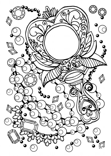 The Enchanted Mirror and Beads coloring page image