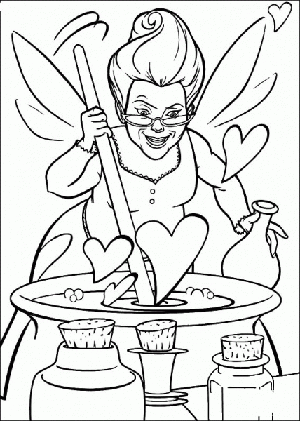 The Fairy Godmother preparing the magic potion coloring page image