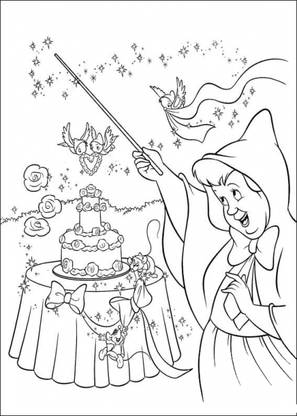 The Fairy Makes A Wedding Cake  coloring page image