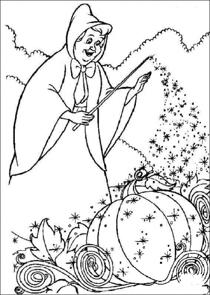 The Fairy Want To Help Cinderella To Make Her Cart  coloring page image