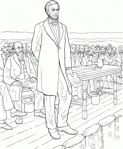 The Gettysburg Address by Abraham Lincoln coloring page image