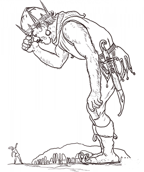 The Giant and Jack coloring page image