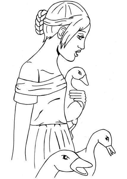 The Goose Girl coloring page image