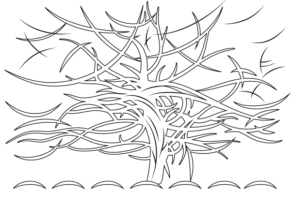 The Gray Tree by Piet Mondrian coloring page image