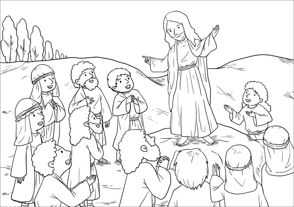 The Great Commission (Matthew 28:16-20) coloring page image