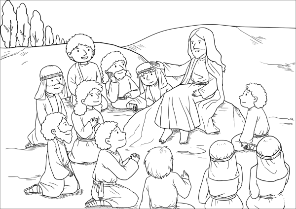 The Great Commission (Matthew 28:16-20) coloring page image